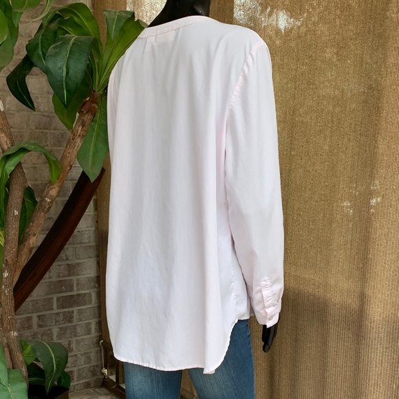 Chicos Collarless Roll Up long Sleeve Top - Picture 3 of 12